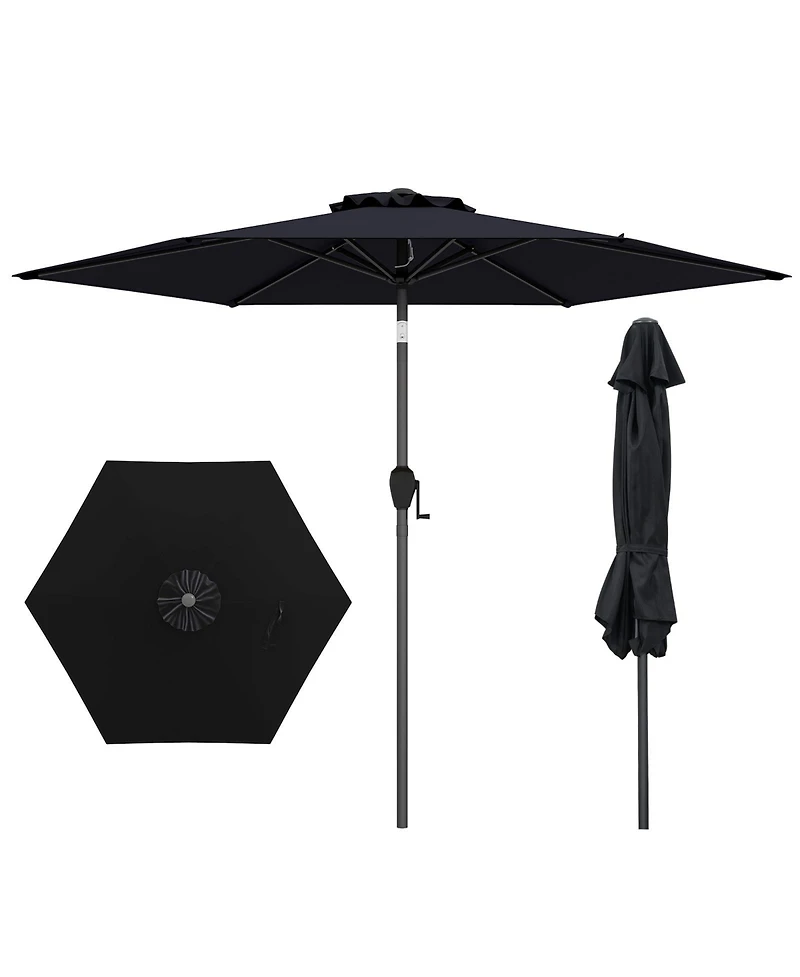 Gymax 7.5 ft Patio Umbrella Outdoor Heavy Duty Market w/ Push Button Tilt Burgundy