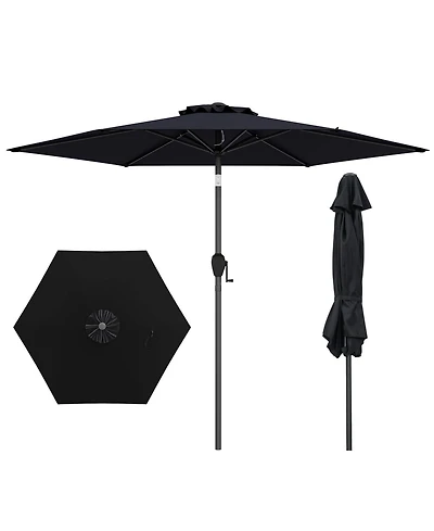 Gymax 7.5 ft Patio Umbrella Outdoor Heavy Duty Market w/ Push Button Tilt Burgundy