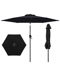 Gymax 7.5 ft Patio Umbrella Outdoor Heavy Duty Market w/ Push Button Tilt Burgundy