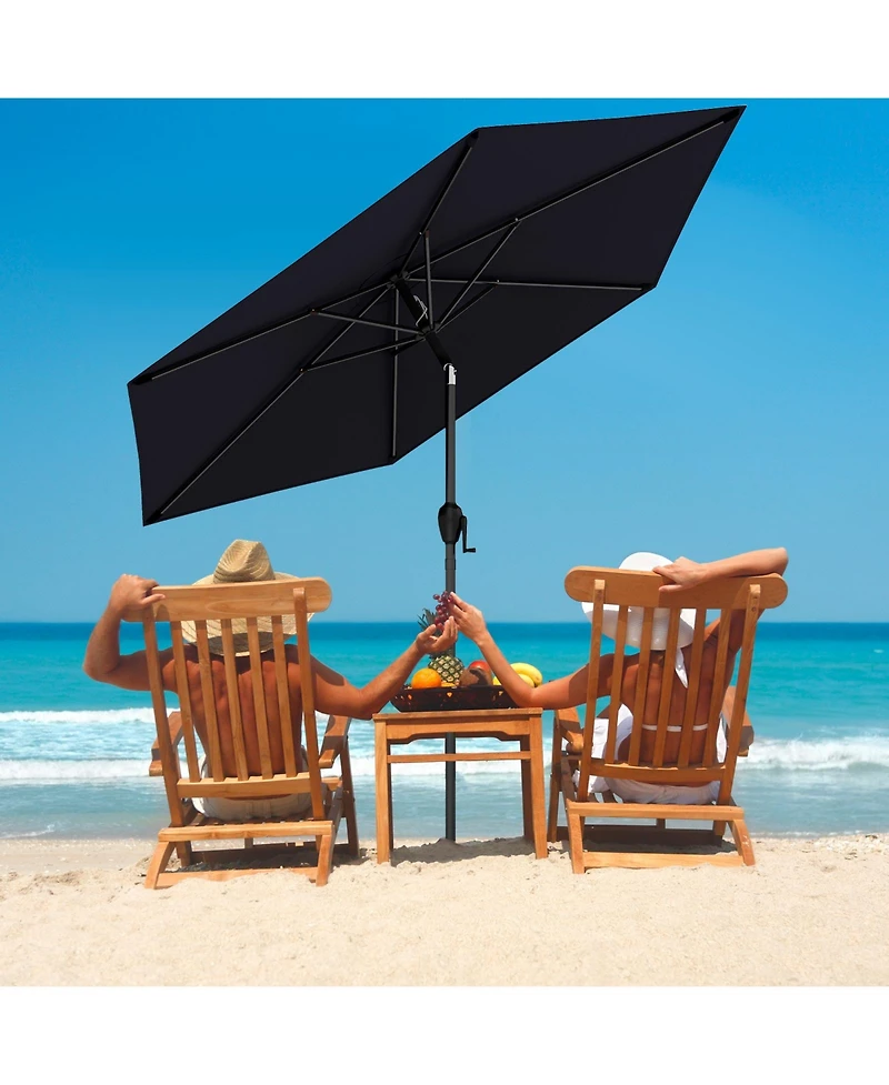 Gymax 7.5 ft Patio Umbrella Outdoor Heavy Duty Market w/ Push Button Tilt Burgundy