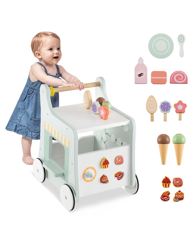 Slickblue Kids 2-in-1 Walker with Storage and Ice Creams for 1+ Years Old
