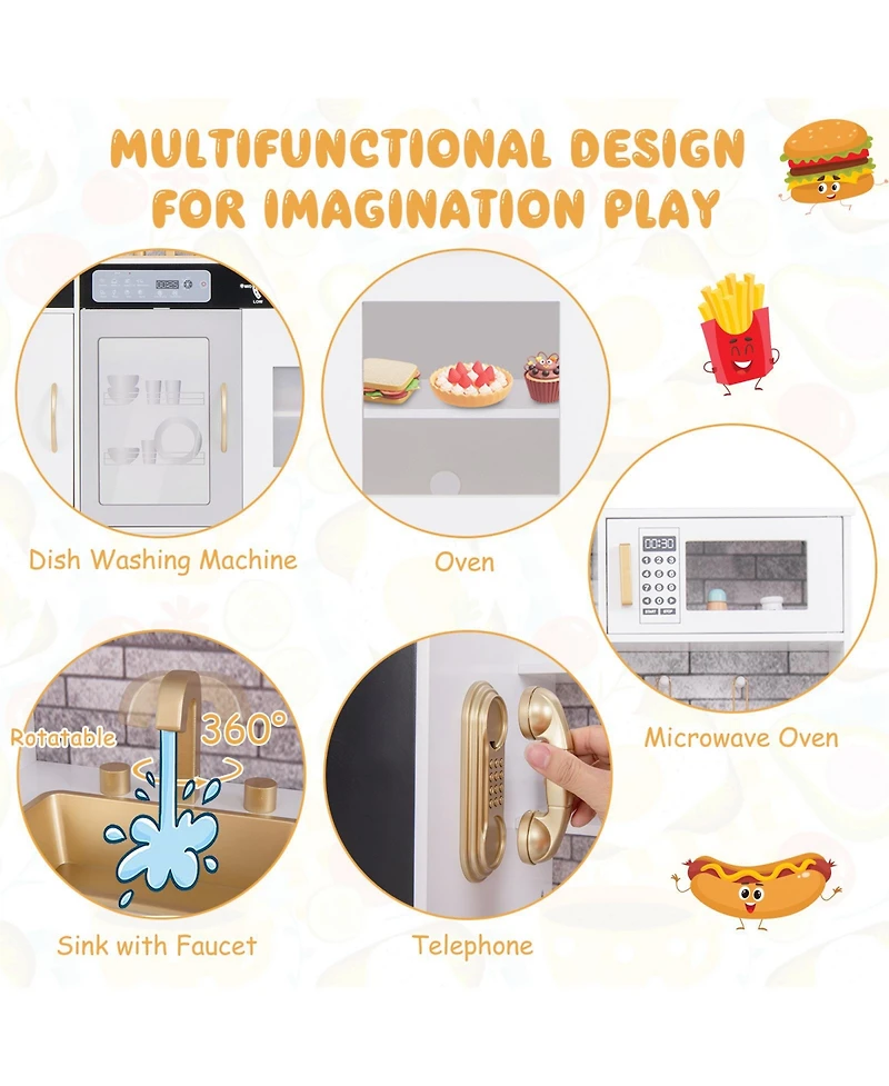 Slickblue Pretend Play Kitchen with Utensils for Kids Aged 3+