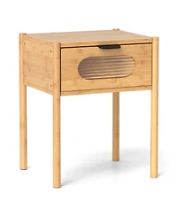 Slickblue Square Tall Nightstand End Table with Decorative Drawer for Stylish Bedroom Storage and Accent
