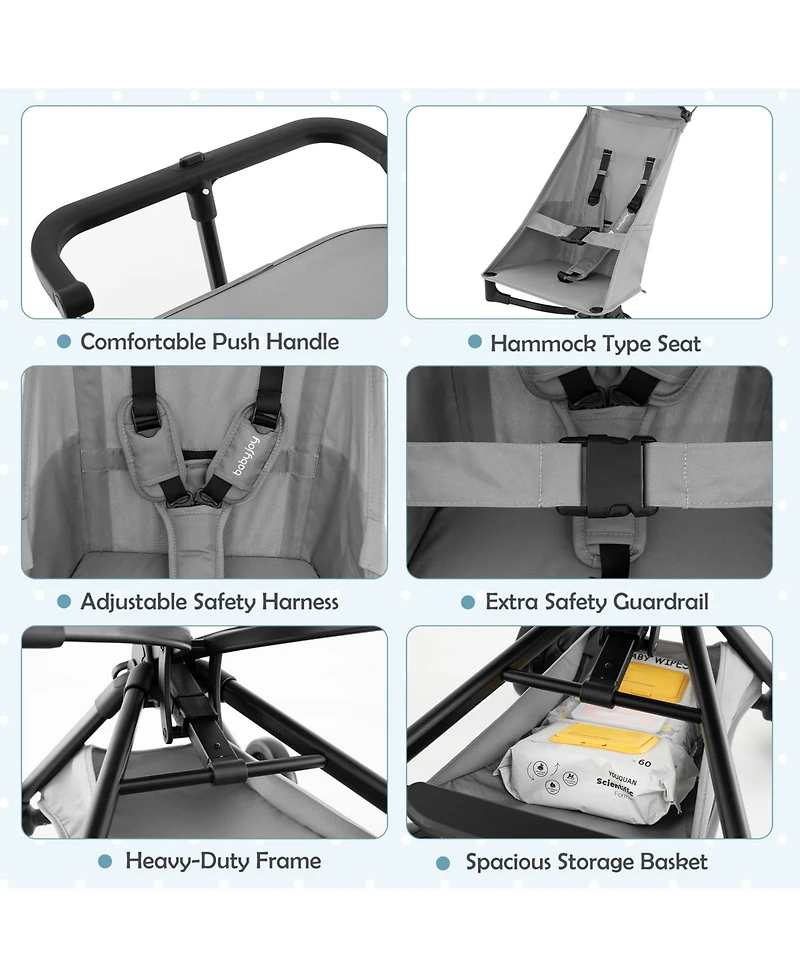 Gymax Toddler Lightweight Stroller Compact & Airplane-Friendly Travel Stroller w/ Canopy