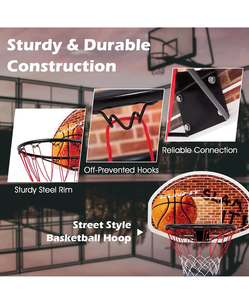 Wall Mounted Fan Backboard With 2 nets Basketball Hoop and Rim Outdoor Indoor Sports