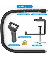 ZealSound 19-inch Microphone Arm Stand, Gooseneck Desk Mount with Adapter & Clip Holder, Heavy Duty Clamp for Blue Snowball, Ice, Spark Mics
