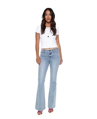 Blue revival Women's Y2K Cutoff Waist Bootcut Jeans