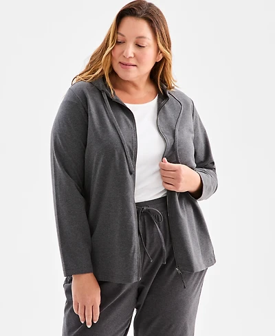 Style & Co Plus Zip-Up Hooded Sweatshirt, Exclusively at Macy's