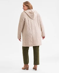 Style & Co Plus Size Chunky Open-Front Cable-Knit Cardigan, Macy's Exclusive