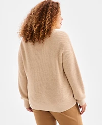 Style & Co Plus Size V-Neck Stitch Detail Sweater, Macy's Exclusive