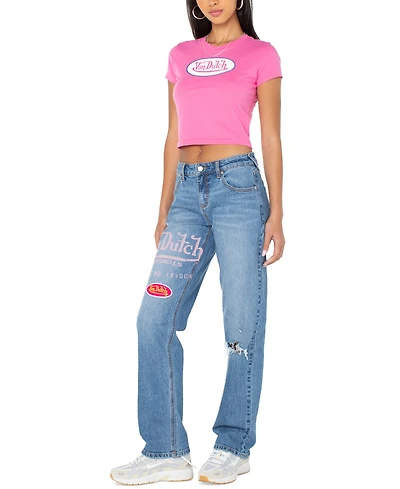 Von Dutch Women's Distressed Straight-Leg Jeans