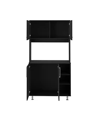 Malta Kitchen Pantry Double Door Cabinet, Four Legs, Three Shelves, Black