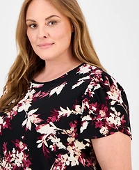 Ak Anne Klein Plus Floral-Print Top