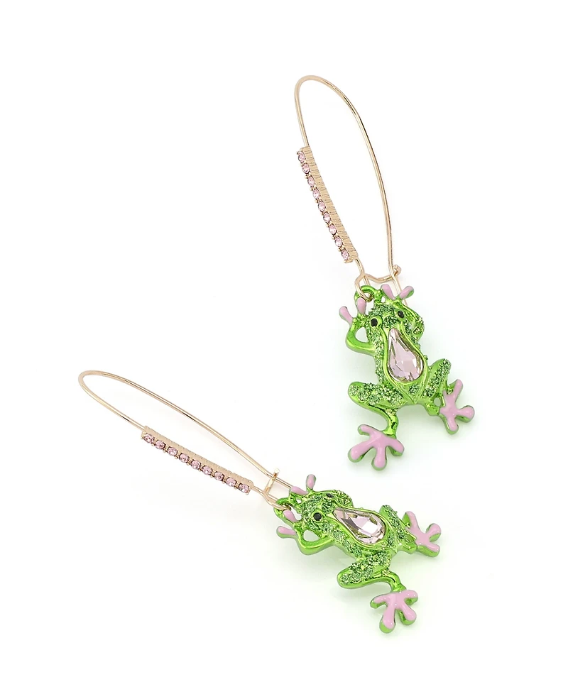 Betsey Johnson Faux Stone Backyard Frog Dangle Drop Earrings