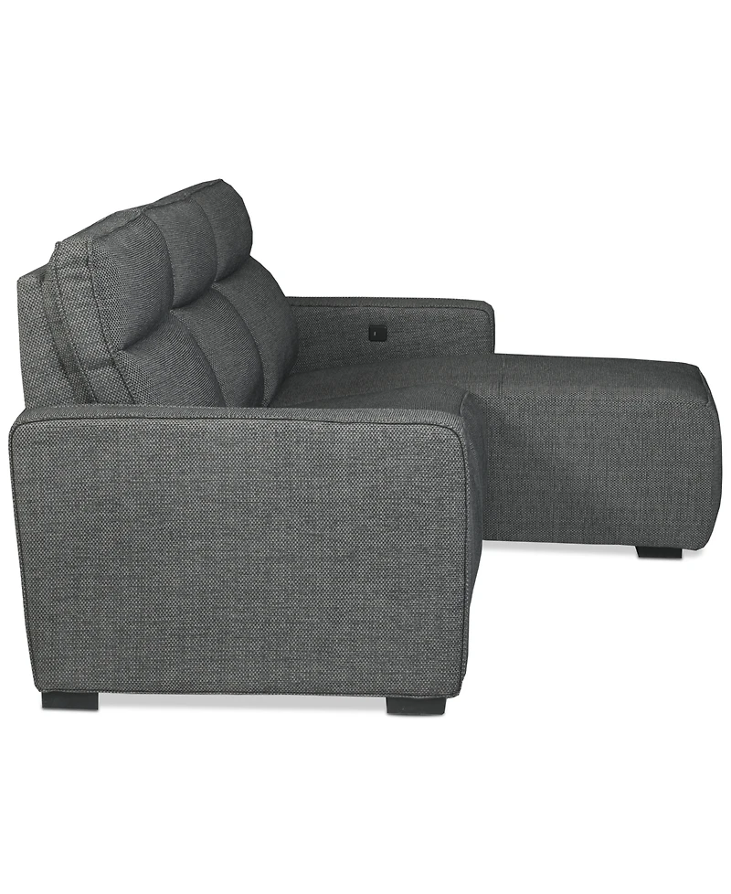 Miren 3-Pc. Fabric Chaise Sectional with 1 Power Headrest Recliner, Exclusively at Macy's