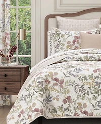 Royal Court Rosewood Botanical Leaf 3-Pc. Quilt Set, King/California King