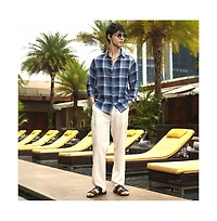 Campus Sutra Men's Navy Blue & Off-White Multi-Checkered Shirt