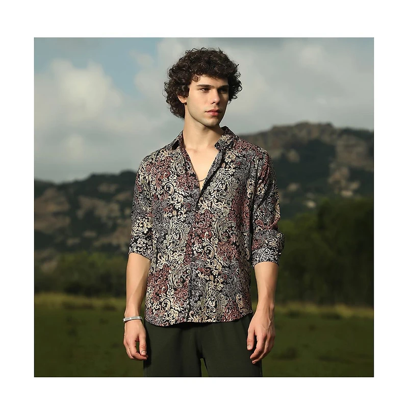 Campus Sutra Men's Multicolour Regal Foliage Shirt