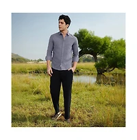 Campus Sutra Men's Aegean Blue Grainy Shirt