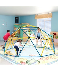 Gymax 10 Ft Climbing Dome with Swing Outdoor Kids Play Jungle Gym