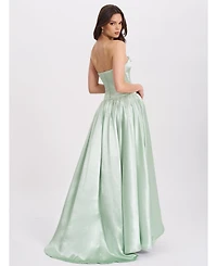 Miss Circle Women's Lael Mint Green Back Button Trailing Gown