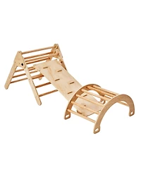 Slickblue Toddler Wooden Pikler Triangle Set 5 1 Climbing Gym with Ramp and Arch Indoor