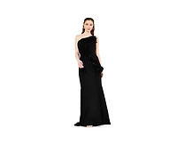 Amri Women's Organza Ruffle Detail Mermaid Crepe Gown