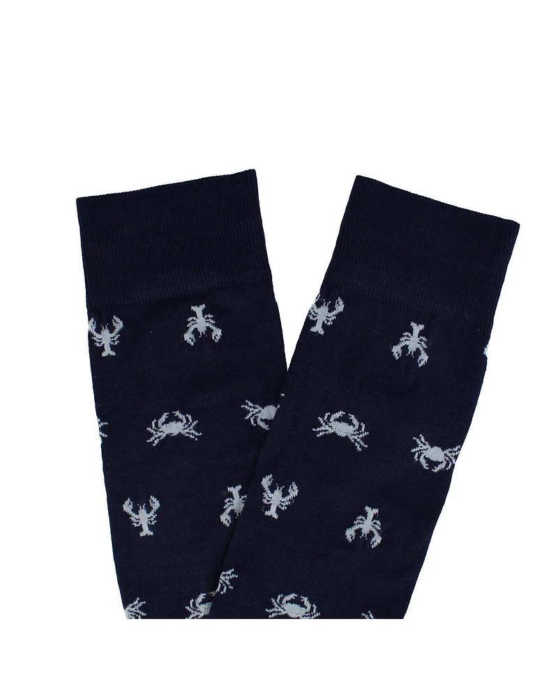 Trafalgar Men's Day At The Beach Mid-Calf Crab & Lobster Dress Novelty Sock (1 Pair)