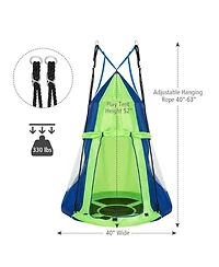 Gymax 40'' Kids Hanging Chair Swing Tent Set Hammock Nest Pod Seat