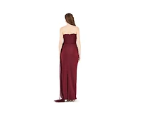 Amri Women's Sweetheart Ruched Tulle Column Gown Crepe