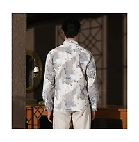 Campus Sutra Men's Moon Grey & Chalk White Artistic-Blur Shirt
