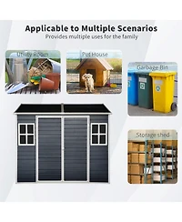 Mondawe 4x8ft Resin Outdoor Storage Shed with Two-Window and Double-Door