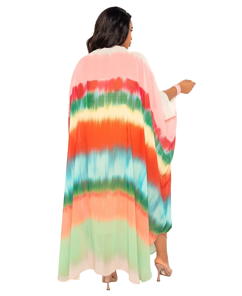 Buxom Couture Women's Ombre Stripe Robe with Wrist Band