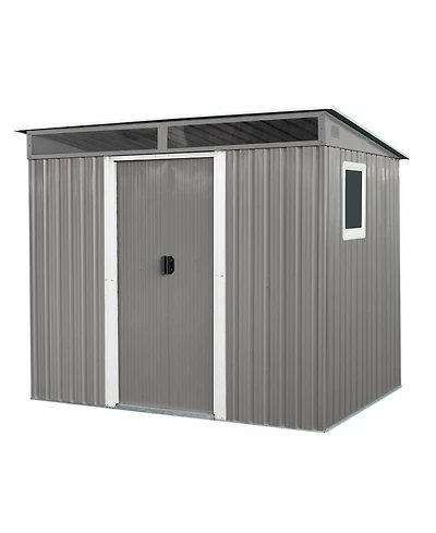 Mondawe 8ftx6ft Outdoor Metal Storage Shed with Window,Transparent plate and lockable sliding door