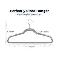 SereneLife 50 Pack Velvet Hangers - Non-Slip