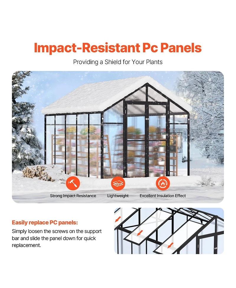 Slickblue Polycarbonate Greenhouse Outdoor Walk-in Greenhouse for Garden