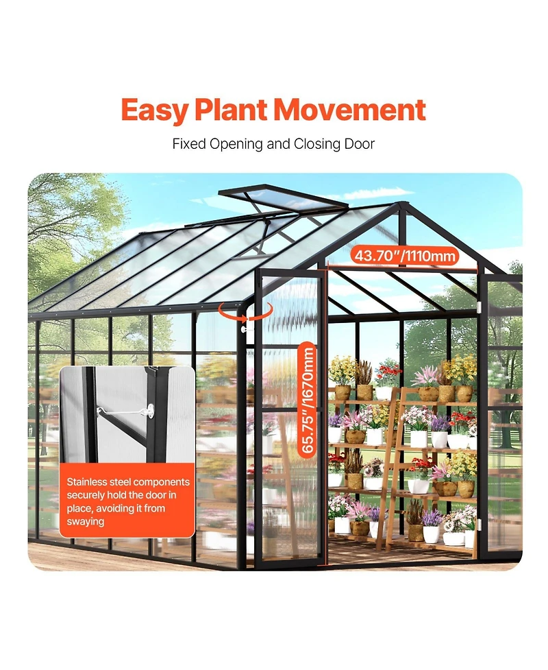 Slickblue Polycarbonate Greenhouse Outdoor Walk-in Greenhouse for Garden