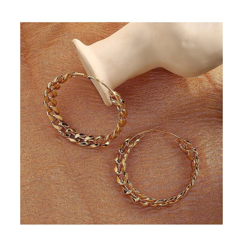 Sohi Women's Gold Chain Hoop Earrings