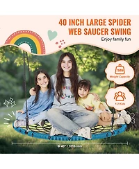Slickblue Toddler Outdoor Spider Web Saucer Swing Round Swing Backyard Playground