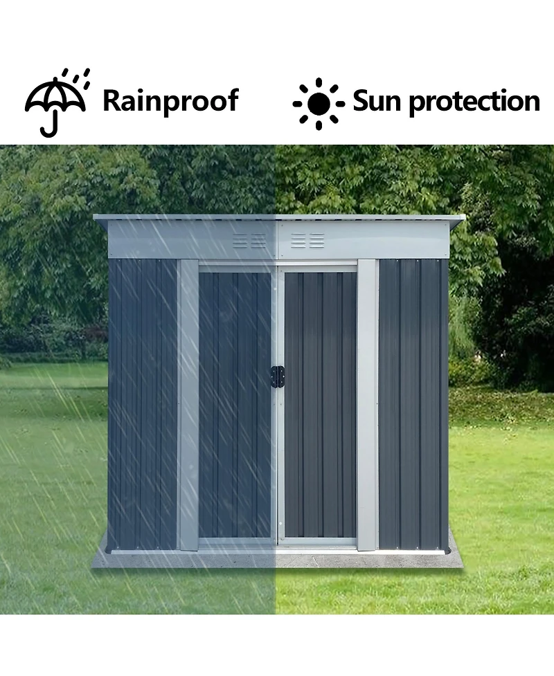 Mondawe 6FT Wx4FT H Metal Outdoor Storage Sheds with Sliding Doors