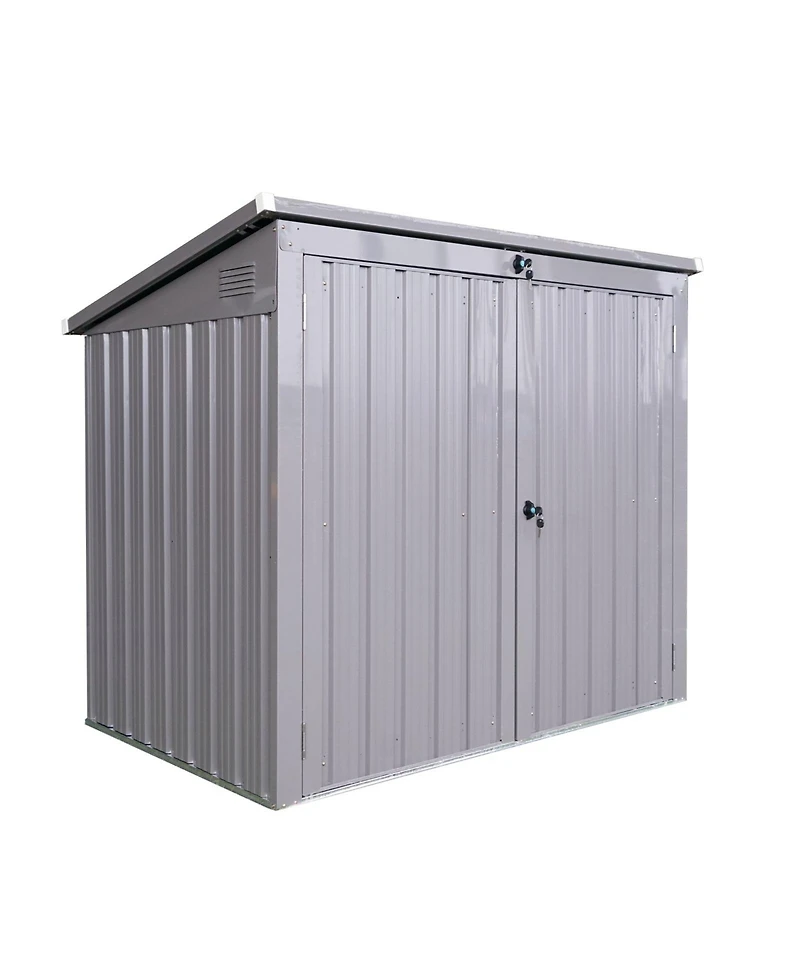 Mondawe 62"x40"x52"Stainless Galvanized Steel Bin Shed Stores 2 Trash Cans for Garbage Storage