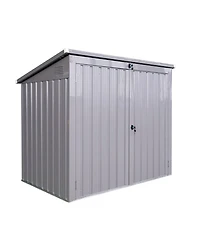 Mondawe 62"x40"x52"Stainless Galvanized Steel Bin Shed Stores 2 Trash Cans for Garbage Storage