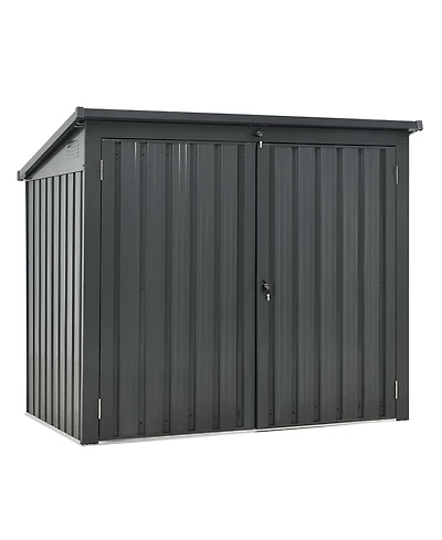 Mondawe 62"x40"x52"Stainless Galvanized Steel Bin Shed Stores 2 Trash Cans for Garbage Storage