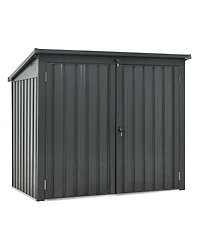 Mondawe 62"x40"x52"Stainless Galvanized Steel Bin Shed Stores 2 Trash Cans for Garbage Storage