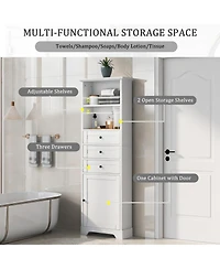 Casainc 68.3"H Tall Storage Cabinet with 3 Drawers, Adjustable Shelves, Painted Mdf