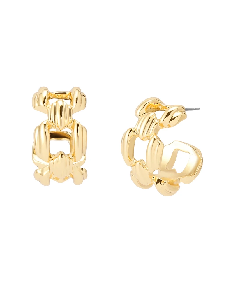 Robert Lee Morris Soho Ribbed Link Hoop Earrings