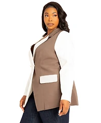 Buxom Couture Plus Contrast Double Breasted Blazer