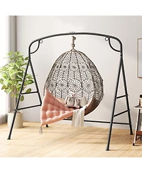 Gymax Swing Stand for Porch Heavy-Duty Metal Swing Frame w/ 2 Hanging Rings