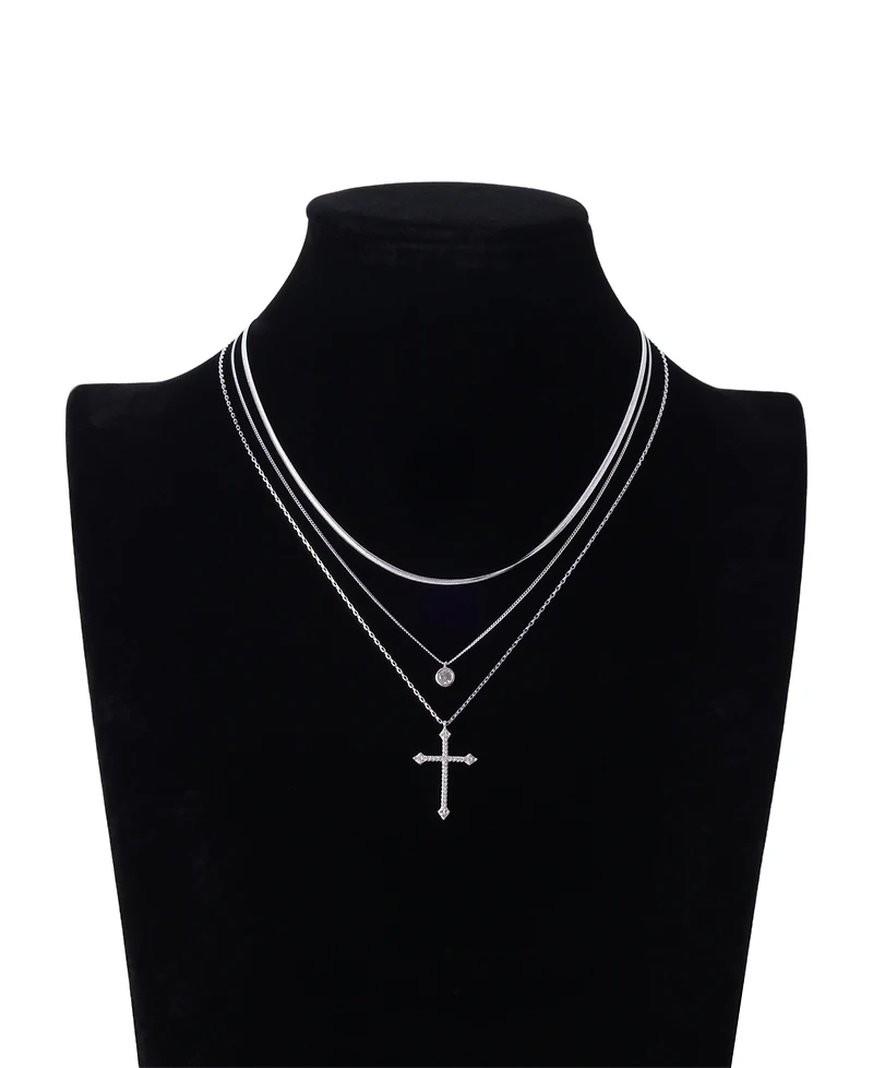 Unwritten Cubic Zirconia Cross Pendant Layered Necklace Set
