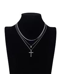 Unwritten Cubic Zirconia Cross Pendant Layered Necklace Set